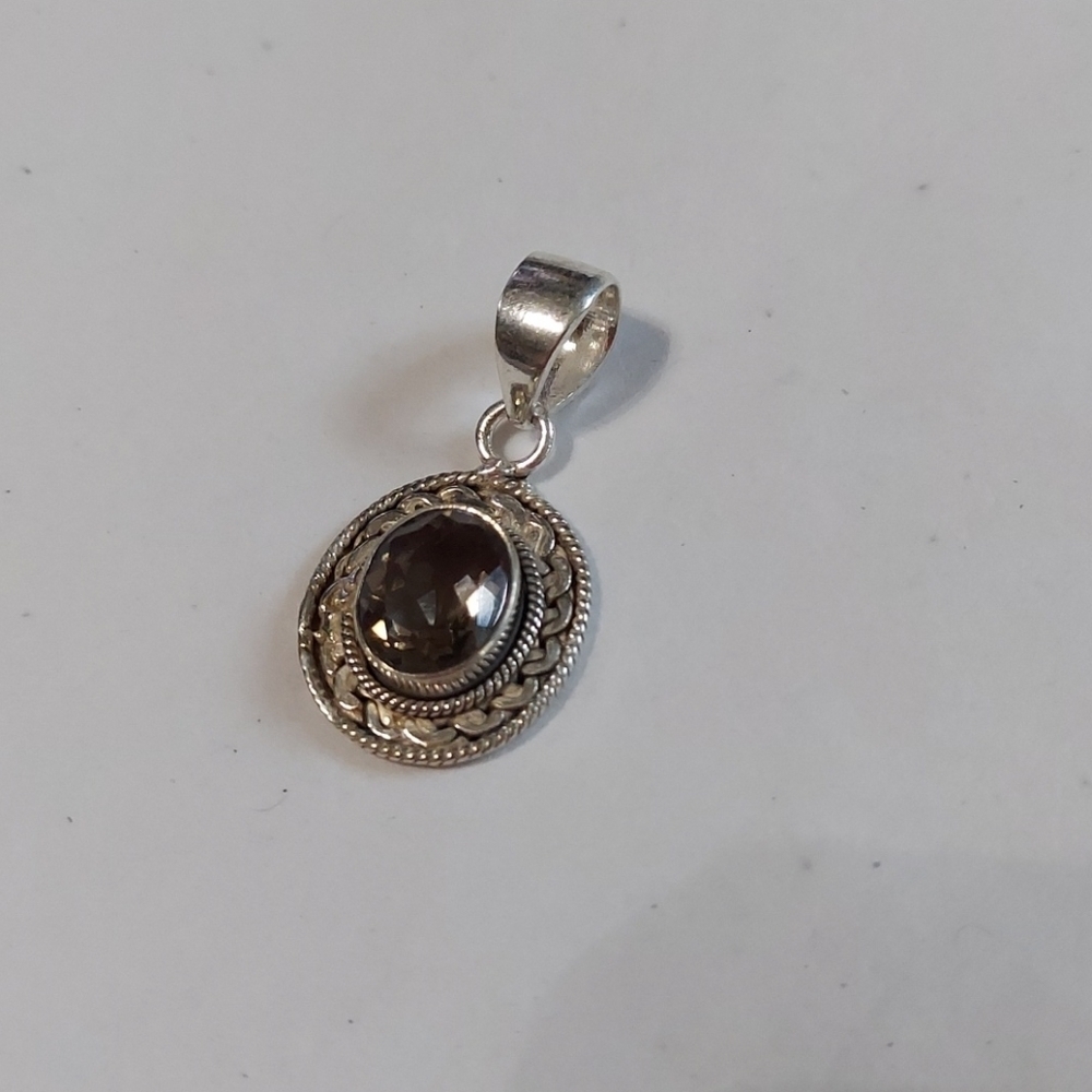 SMOKY Topaz Sterling Silver Pendant